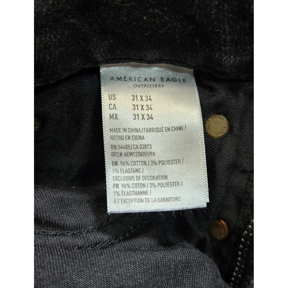 American Eagle Men Jeans Size 31x34 Black Denim Slim Air Flex Plus (Actual 31x32